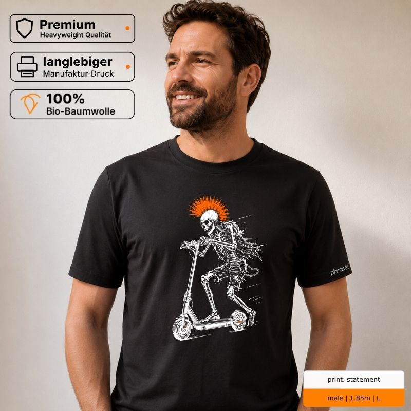 Premium T-Shirt mit Visual "Punk driving E-Scooter"